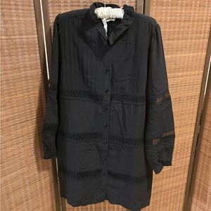 Sézane Black Silk and Lace Dress